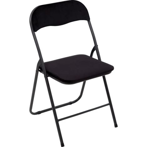 5Five Simply Smart – Chaise pliante velours noir 39x39x79 cm – Pliable pour rangement facile – Hauteur d'assise 43 cm – Structure acier robuste - 39x39x
