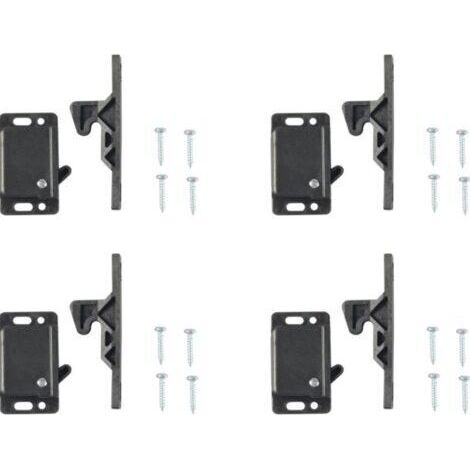 FENOPLASTICAPaquet de 4 serrures de porte d'armoire avec 8 vis pour camping-car, accessoires d'armoire, maison, cuisine, noir (1/4)