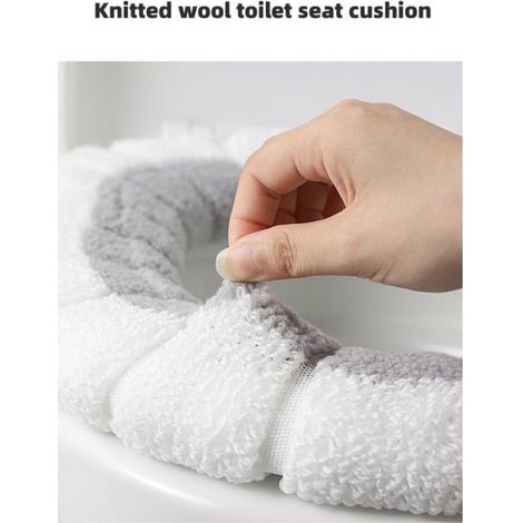 Housse De Siege WC - Peluche Extensible - Antibactérien Ions Argent - Pour Cuvette O Et Carrée - Lot De 3 (1/5)