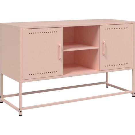 Mobile TV multimediale scaffale per televisione televisione buffet sala da pranzo soggiorno camera da letto rosa 100,5 x 39 x 60,5 cm acciaio rosa 020028284