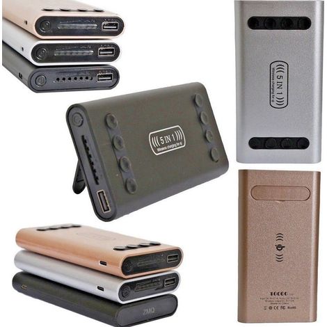 Trade Shop - Power Bank 5 In 1 Caricatore Wireless Senza Fili Qi Led 10000mah Carica Batteria - (1/5)