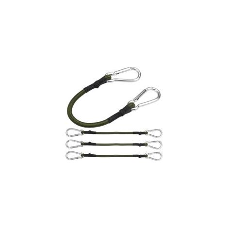 Sangles d'arrimage avec mousqueton - 30 cm - Lot de 4 - Vert - Tendeur de bagages - Cordon élastique pour auvents, voiles, vélos, voitures et fret (1/5)