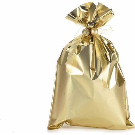 Busta a sacchetto regalo metallizzata oro opaco. Ideale per confezioni regalo, set da 50 pezzi, cm 25 x 40 H
