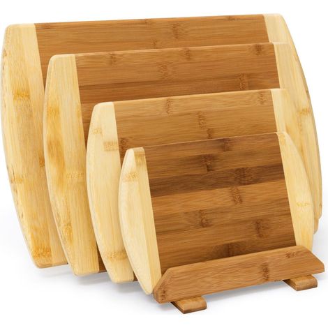 Bambus schneidebretter 4er set mit halterung