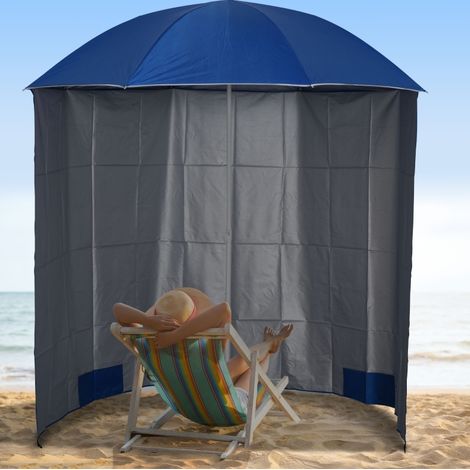 Sonnenschirm 220x220 cm blau aus Metall und Polyester mit Seitenwand und UV-Schutz (1/5)
