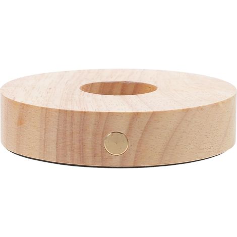 Socle Lumineux LED en Bois Khaki pour Affichage Cristal et Objets Transparents, Base USB Éclairante Minimaliste pour Veilleuse et Décoration (1/5)
