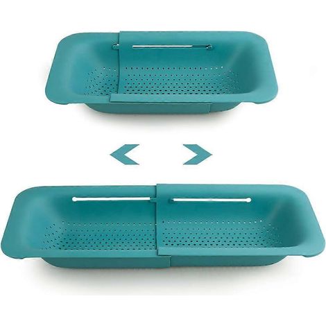 Passoire pliable extensible de cuisine pour fruits, légumes, pâtes, égouttoir à placer au-dessus de l'évier (vert) (1/4)