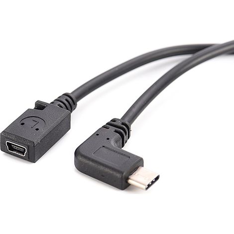 Câble adaptateur d'extension de charge et de données pour téléphone portable avec connecteur coudé à 90° USB-C mâle vers mini5P femelle (1/5)