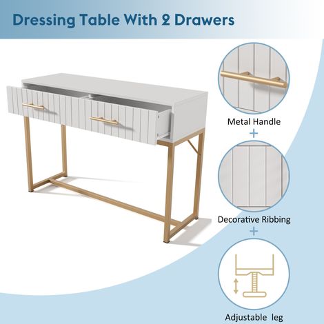 Coiffeuse avec 2 tiroirs 75 cm de hauteur,commode de la chambre Haute,buffet blanc Commode de tiroirs Commode pour chambre,blanche -H75/W100/D45 cm