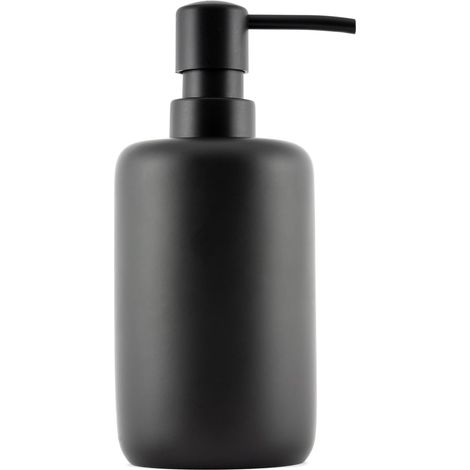 Distributeur 320 ml noir mat design rétro, tête pompe plastique qualité supérieure, pour liquide vaisselle ou salle de bain