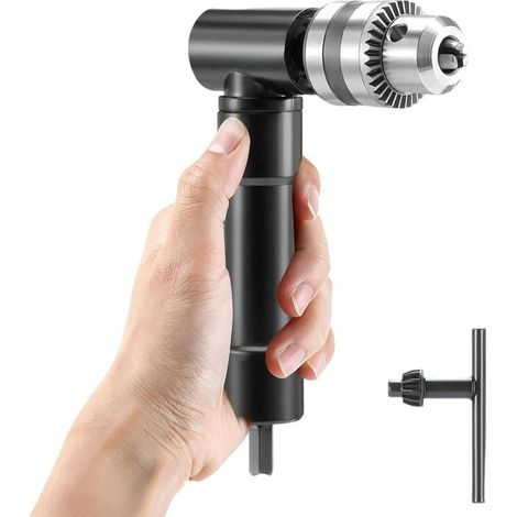 1 x Bohrfutteradapter – 90°-Winkelbohrer – Schnellspannsystem 1–10 mm – Maximales Drehmoment 25 Nm – Für enge und kompakte Bereiche – Silber – 8 x 8 x 10 cm (1/5)