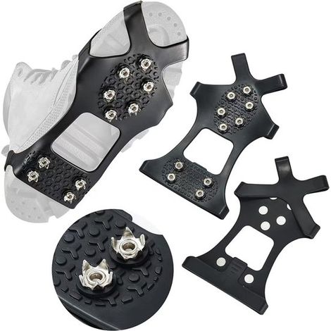 1 paire de crampons antidérapants - Crampons à pointes - Crampons de chaussure - Avec 10 crampons antidérapants - Convient aux pointures 38 à 42 - Taille M - Silicone - Noir - M (1/5)