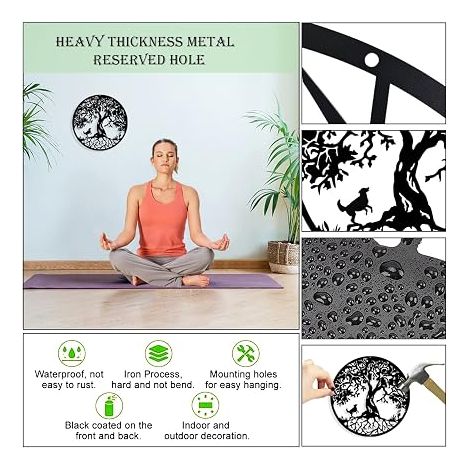 Metal Tree of Life (Dog Pattern) - Wall Decoration for Balcony, Porch, Bedroom, Living Room, Garden and Farmhouse (1/2)