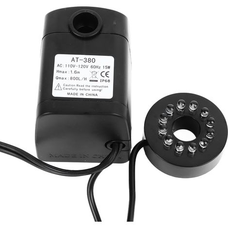 Pompe à fontaine miniature 15 W avec lumière réglable, silencieuse et submersible, prise US 110 V, pour aquarium, statues et jardins. (1/5)