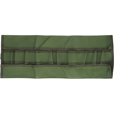 Sac à outils en toile imperméable verte, résistante et durable pour le rangement des outils de jardin. (1/5)