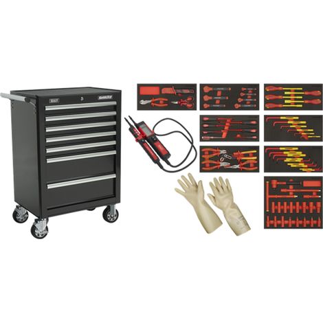 Sealey TBTECOMBO2 Insulated Tool Kit with 7 Drawer Rollcab 63pc (1/5)