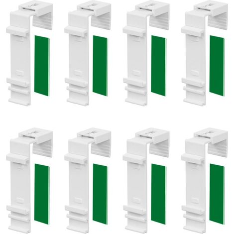 Lot de 8 Supports de Serrage Longs pour Store Double à Fixer et à Coller sans perçage comme Accessoire ou pièce de Rechange pour la Suspension à la fenêtre en PVC, Porte de Balcon (1/5)
