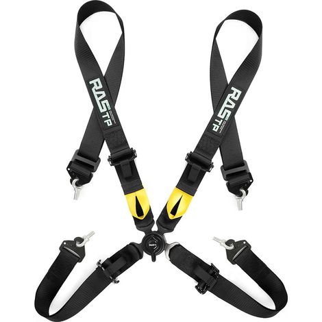 2-inch four-point racing seat belt for cars, go-karts, and ATVs - quick-release seat belts - black (1/4)