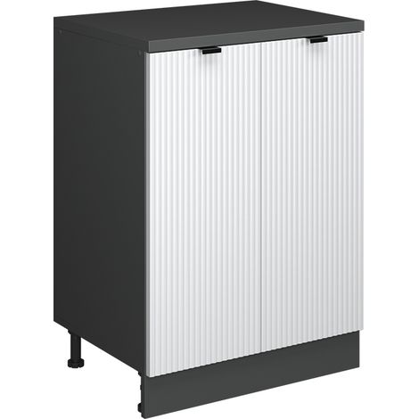 Armario de cocina para techo inclinado R-Line, Ondulación blanca, 60 cm sin inclinación con 2 puertas, Vicco (1/5)