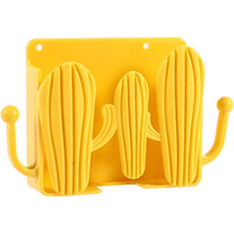 Boîte de rangement murale 4 pièces, boîte de rangement murale pour télécommande avec 2 crochets, jaune pour télécommandes, téléphones portables, écouteurs, etc. (1/5)