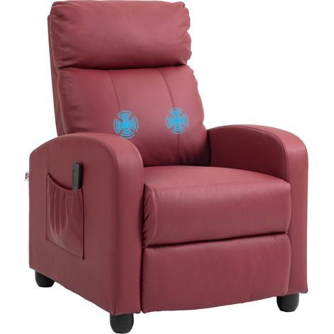 Poltrona Relax Massaggiante 68x88x98 cm con Telecomando e 8 Programmi Reclinazione e Poggiapiedi Rosso (1/5)