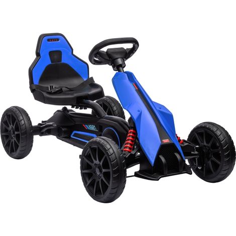 Kart Pédales Go Kart Marche arrière, bleu, pour maison et usage quotidien, pour enfants de 3 à 8 ans, format pratique