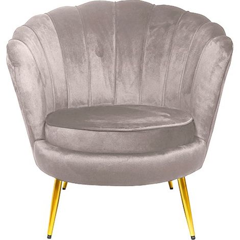 MEUBLER DESIGN Fauteuil Arrondi Pied Or Gatsby - Taupe, Velours, Métal, Style Art déco, 80 x 76 x 84 cm (1/5)