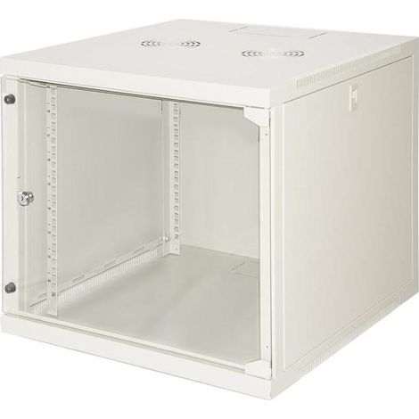 Link Armadio Rack 19” 9 Unita' Da Muro (a) 490x (l) 540 X Profondita' 600 Mm. Colore Grigio Chiaro Porta Vetro (1/2)