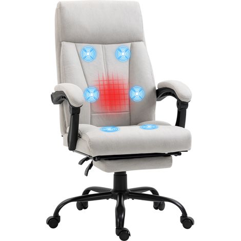 Fauteuil de bureau massant chauffant inclinable gris clair