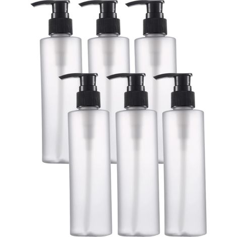 Distributeur de Lotion avec Pompe, Bouteille d'huile de Massage Vide en Plastique givré 200ml/7oz, Rechargeable pour shampoing, Savon, Plus, 6 pièces'Parent'-'- (1/5)