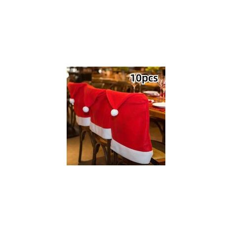 Set mit 10 roten Stuhlhussen mit Weihnachtsmannmützen-Motiv, 63,5 x 51 cm – Ideal zum Dekorieren Ihrer Festtafel und Ihres Zuhauses. – Crezuo