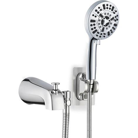 1 Grifo para bañera, metal cromado, 9 tipos de chorro, desviador integrado, baño (1/5)