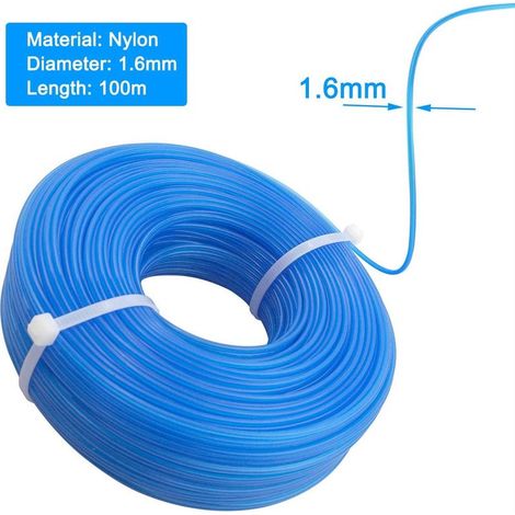 Fil Coupe Bordures 100m – Nylon 1,6mm Diamètre pour Débroussailleuse (1/5)