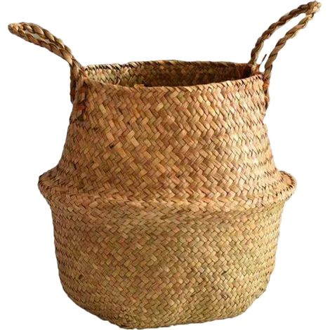 Panier Tressé En Paille - Panier De Rangement Pliable Avec Poignée - Pour Intérieur Ou Extérieur - 1 Pièce (1/3)