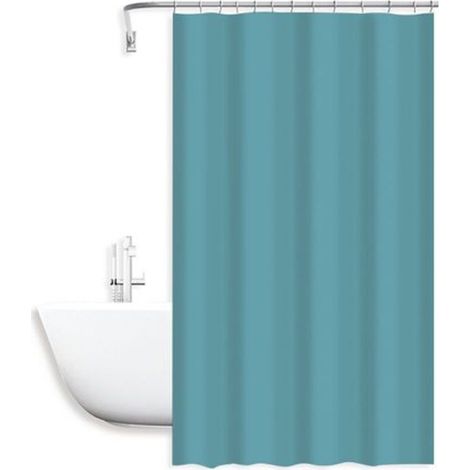 Rideau De Douche Imperméable Anti-moisissure 240 X 200cm Anneaux Crochets Salle De Bain Bleu Clair 79717 (1/2)