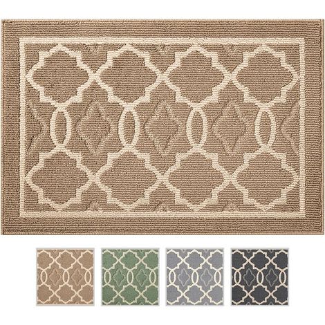 Tapis de porte antidérapant vert 50 x 80 cm, pour l'intérieur et l'extérieur Absorbant et résistant à la corrosion, lavable en machine, anti-poussière (1/5)