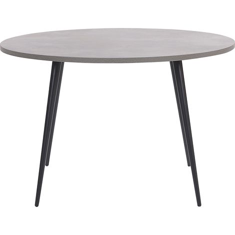 Mesa de comedor con tablero efecto hormigón redonda patas de metal negro 120 cm estilo glamour moderno Odeon