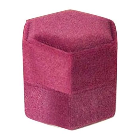 Boîte à bagues en velours Boîte à bijoux en velours pour bagues Hexagone vintage magnifique Double cadeau avec couvercle amovible pour demande en mariage, fiançailles, cérémonie de mariage (1/5)