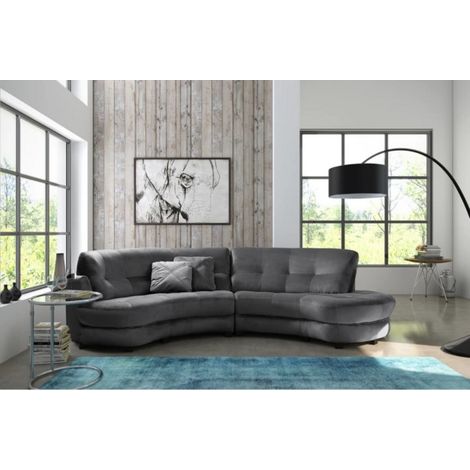 Canapé en tissu luxe 5/6 places BRENNER gris foncé, côté accoudoir gauche (1/5)