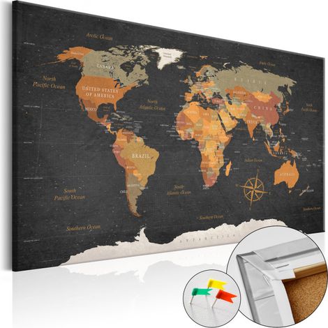 Tableau en Liège "Carte du Monde - Secrets of the Earth" 40 x 60 cm (1/2)