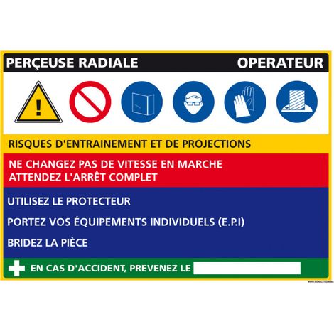 Panneau Fiche de Poste Perceuse Radiale (C1113) - Adhésif - 300 x 210 mm