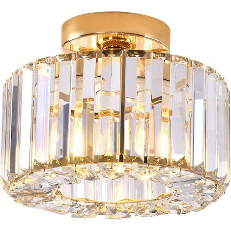 Glamouröse goldene Deckenleuchte mit Glaskristallen, rund, Ø 24,5 cm, 1x E27, 15 W, GALACTICO Light Prestige (1/4)