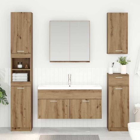 vidaXL  Sink Cabinet  with Storage with Door Artisan Oak Engineered Wood