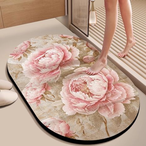 Diatomeenerde-Bodenmatte – Saugfähig, rutschfest und schmutzabweisend, elegantes unregelmäßiges Design, ideal für das Badezimmer (50 x 80 cm, Muster 43D Relief)-lsw
