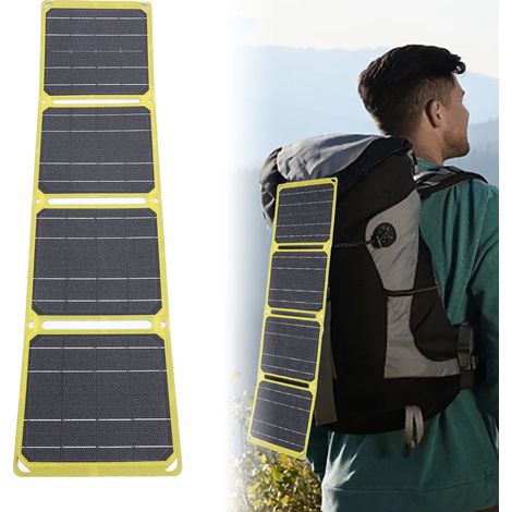 [Panel solar portátil] Panel solar de silicio monocristalino ETFE de 40 W, resistente al agua, USB tipo C, con regulador de voltaje para acampar. (1/5)