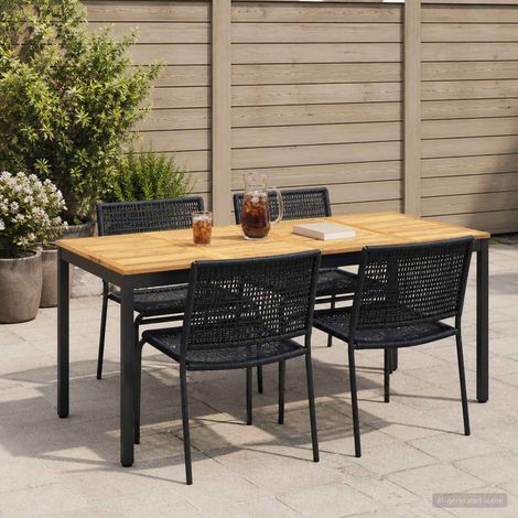 vidaXL Tavolo da cena da giardino Bianco e Nero 147 x 88,5 x 75 cm