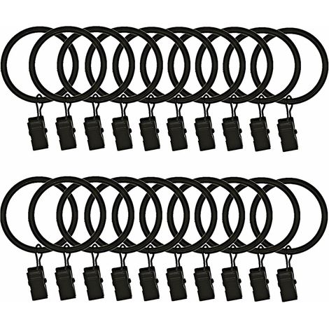 lot De 20 Anneaux Pinces Pour Rideau 3.0mm X25mm , Noir (1/5)