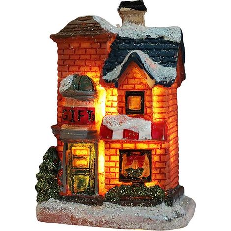 LED Village des Merveilles du PèRe NoëL LumièRe Maisons Village Miniature pour ScèNe De DéCorations De NoëL (1/5)