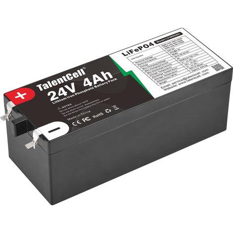 Batterie LiFePO4 24 V 4 Ah, 96 Wh, à décharge profonde, rechargeable, lithium-fer-phosphate pour moteur de pêche, VR, voiture jouet, camping, système solaire, projet DIY (1/5)