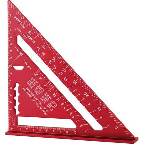 185-mm-Dreieckslineal (rot metrisch), quadratischer Winkelmesser, hochpräzises Dreieckslineal aus Aluminiumlegierung, Messwerkzeug für Zimmermannsingenieure